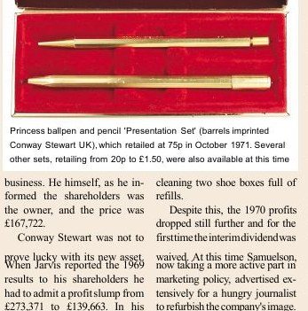 A photograph of a slim ballpen and matching propelling pencil lying in an open presentation case.